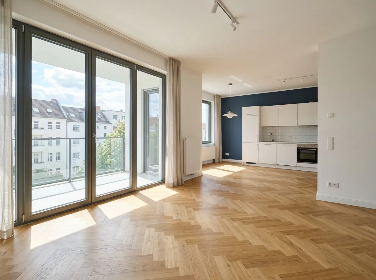 Frisch gereinigte Wohnung mit gepflegtem Holzboden